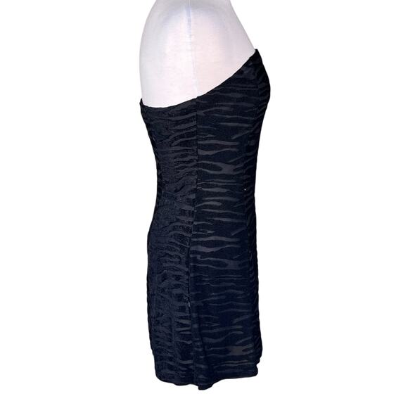 Miscreants Black Velvet Burnout Strapless Mini Dress & Matching Gloves UK14 NWT - Picture 4 of 14